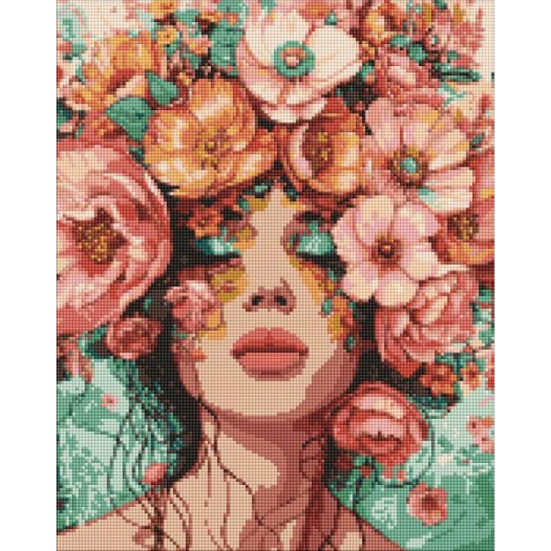 Алмазна мозаїка - Дівчина у квітах ©victoria_art___