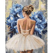 Алмазна мозаїка - Балерина з блакитними півоніями ©art_selena_ua