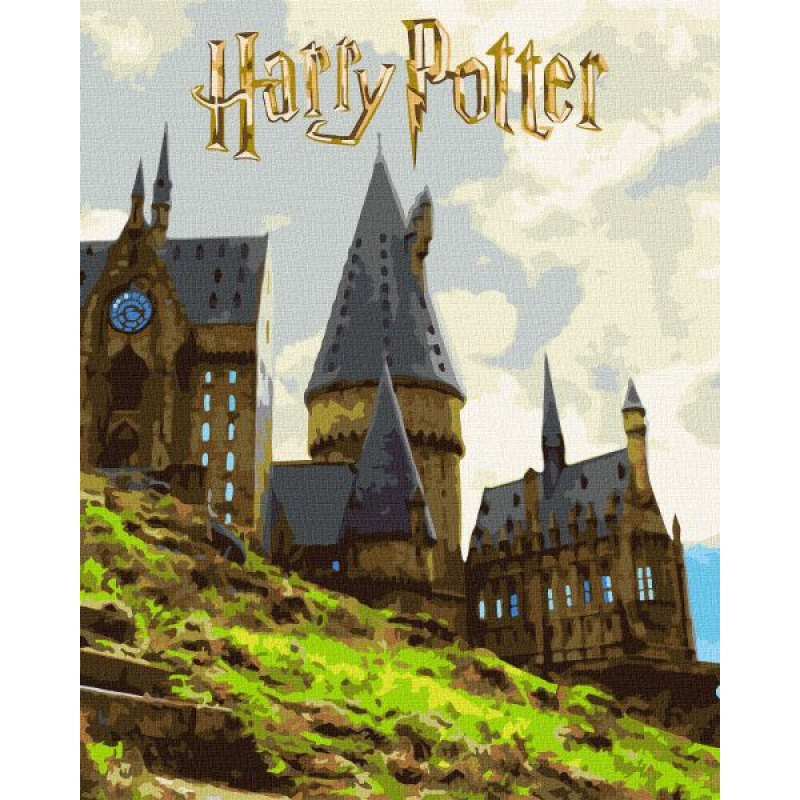 Картина за номерами - Harry Potter: Пейзаж Гоґвортсу з фарбами металік ©Warner Bros.