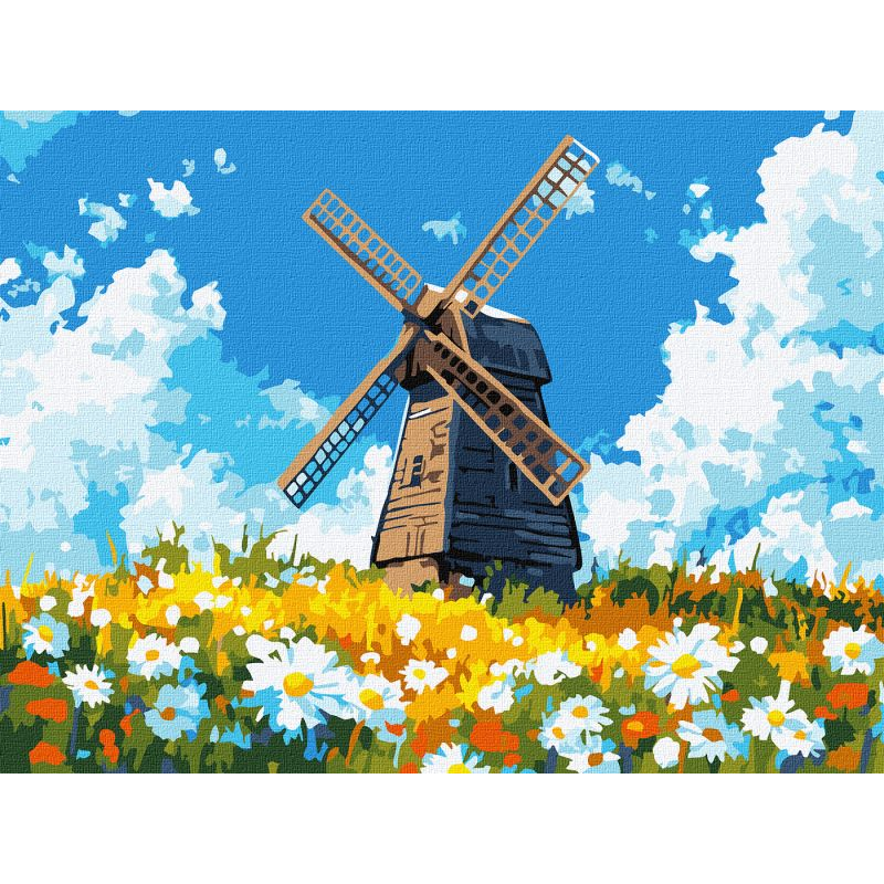 Картина за номерами - Млин посеред поля ©art_selena_ua