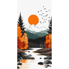 Картина за номерами - Жовтий місяць серед осіннього лісу ©art_selena_ua