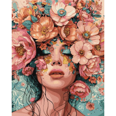 Картина за номерами - Дівчина у квітах ©victoria_art___