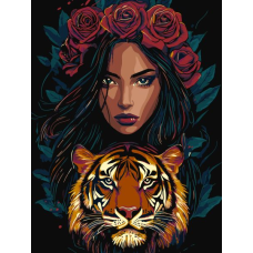 Картина за номерами - Хижацький погляд з фарбами металік extra ©art_selena_ua