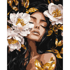 Картина за номерами - Квітковий вихор з фарбами металік extra ©victoria_art