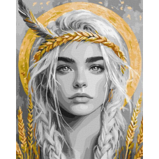 Картина за номерами - Колоски у волоссі з фарбами металік extra ©art_selena_ua
