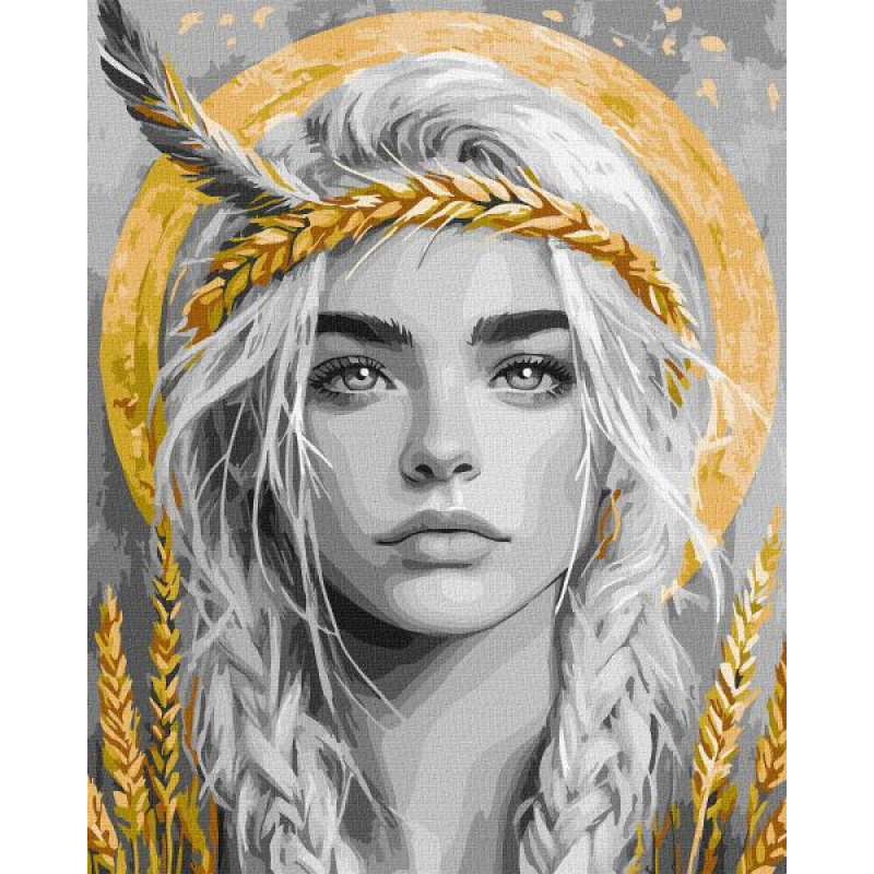 Картина за номерами - Колоски у волоссі з фарбами металік extra ©art_selena_ua