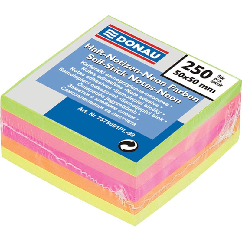 Блок для нотаток 50х50/250арк., неон, асорті