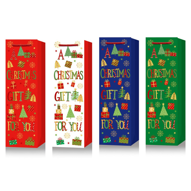 Пакет паперовий подарунковий, Wine bottle:11х38х11см, тиснення фольгою BM.2000186