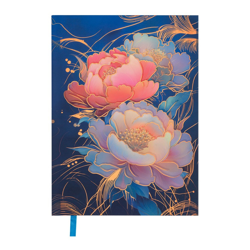 Щоденник недатов. поліграфічний PEONY, A5, темно-синій, 336 стор