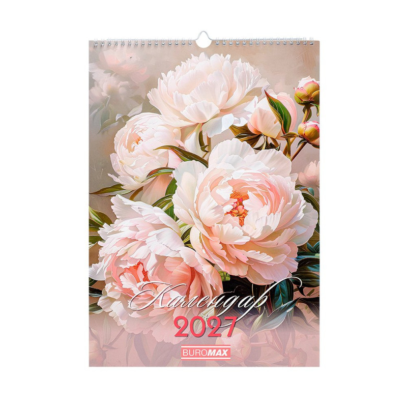 Календар настінний 2027 р., А3, 1 пружина, Flowers