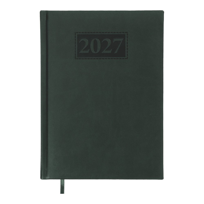 Щоденник датов. 2027 GENTLE, A5, зелений, штуч. шкіра/поролон
