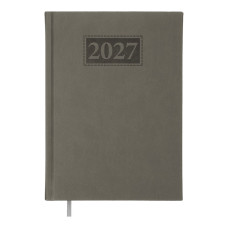 Щоденник датов. 2027 GENTLE, A5, сірий, штуч. шкіра/поролон