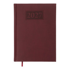 Щоденник датов. 2027 GENTLE, A5, темно-червоний, штуч. шкіра/поролон