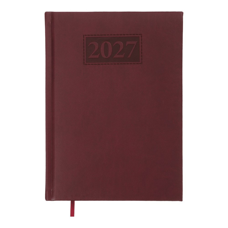 Щоденник датов. 2027 GENTLE, A5, темно-червоний, штуч. шкіра/поролон