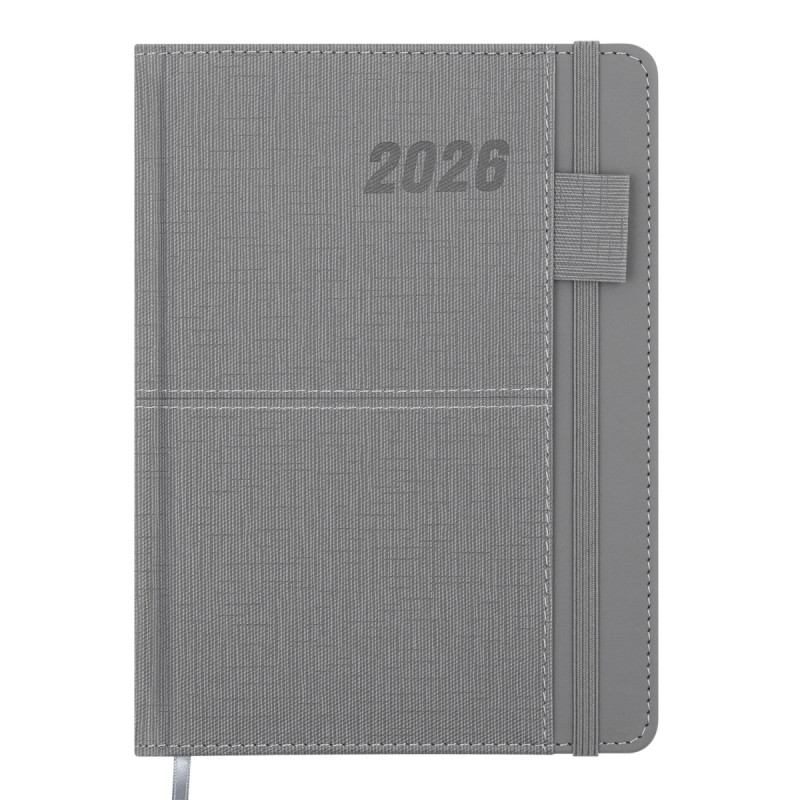 Щоденник датов. 2027 FOREVER, A5, сірий, штучна шкіра/поролон