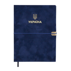 Щоденник датов. 2027 PATRIOT VELOUR, A5, синій, штучна шкіра