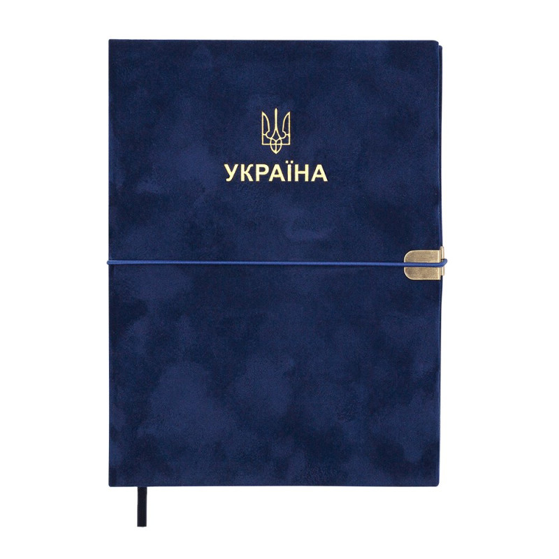 Щоденник датов. 2027 PATRIOT VELOUR, A5, синій, штучна шкіра