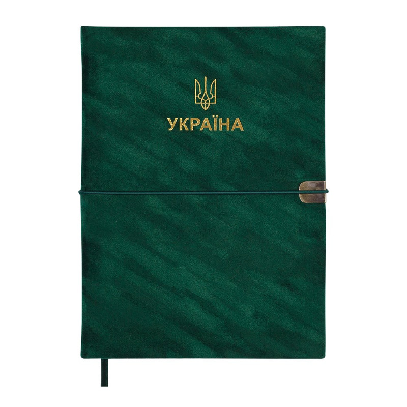 Щоденник датов. 2027 PATRIOT VELOUR, A5, зелений, штучна шкіра