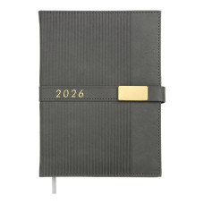 Щоденник датов. 2027 LEROY, A5, сірий, штуч.шкіра