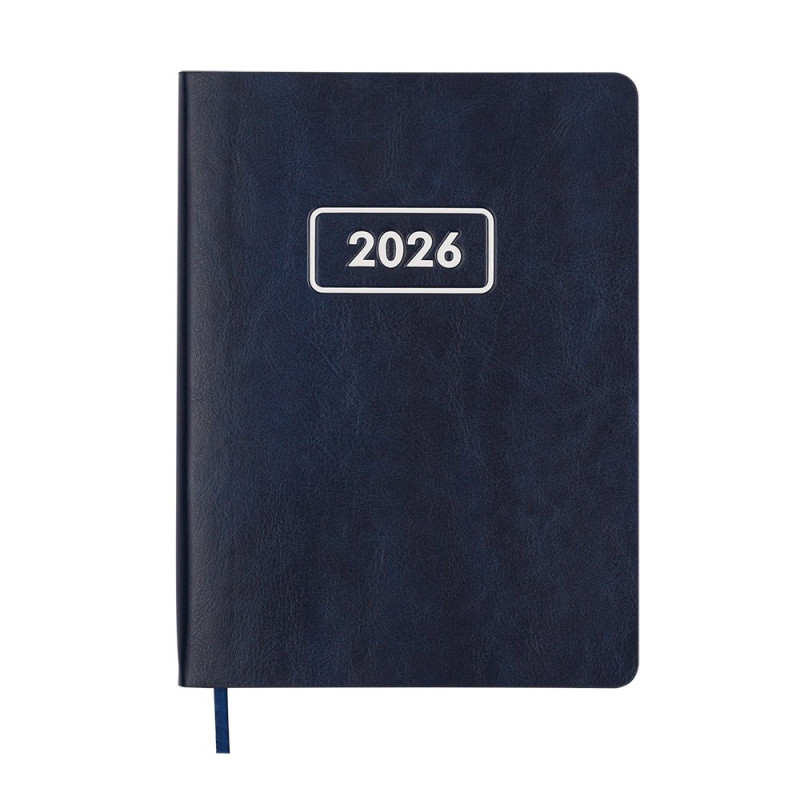 Щоденник датов. 2027 MEMORY, A5, синій, штуч.шкіра