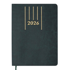 Щоденник датов. 2027 MEMORY, A5, зелений, штуч.шкіра