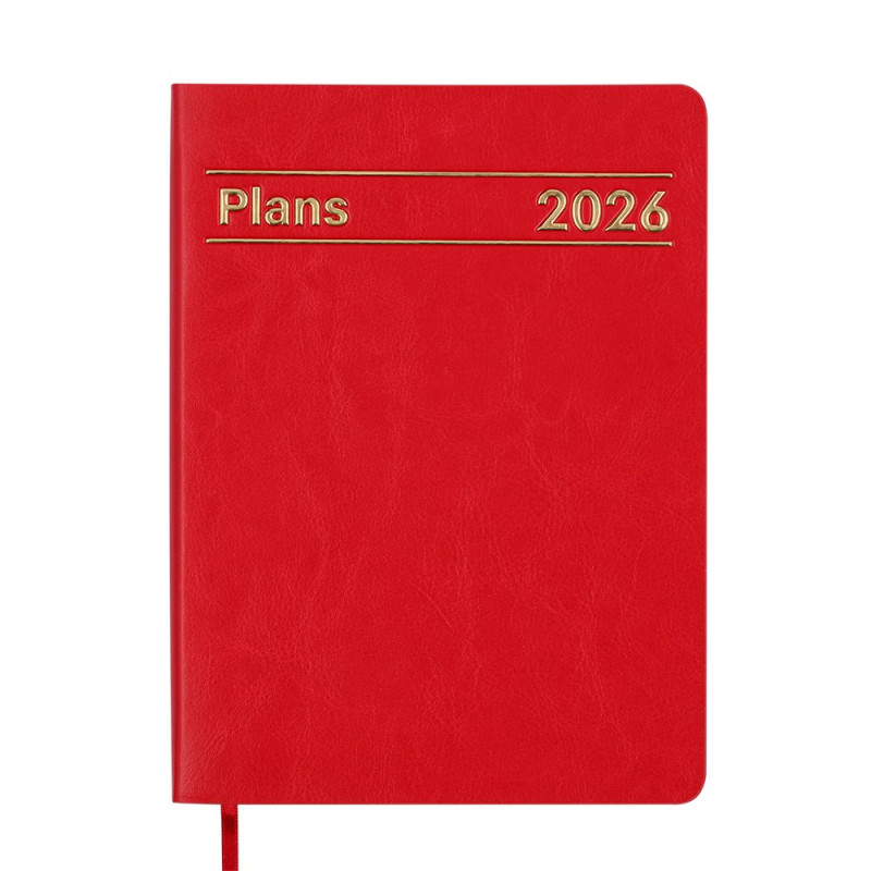 Щоденник датов. 2027 MEMORY, A5, червоний, штуч.шкіра