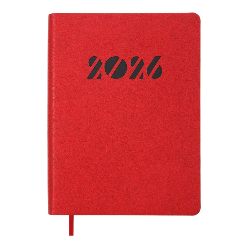 Щоденник датов. 2027 INVISIBLE, A5, червоний, штуч.шкіра