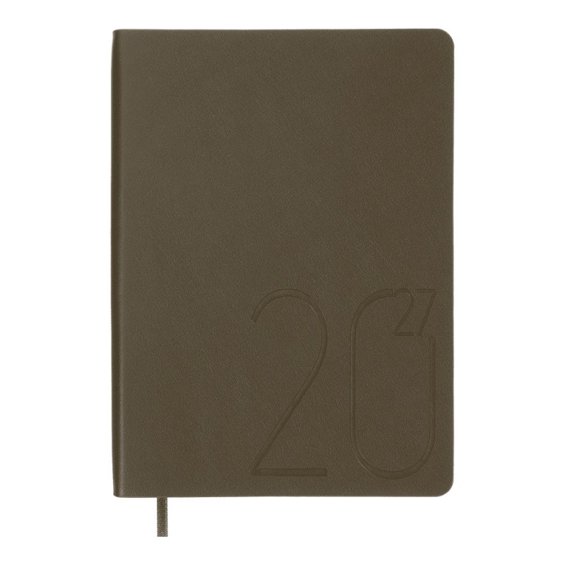 Щоденник датов. 2027 DARK MORANDI, A5, зелений, штуч.шкіра