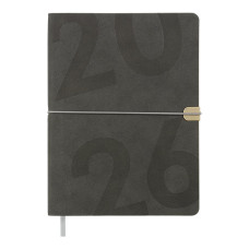Щоденник датов. 2027 BEST, A5, сірий, штуч. шкіра