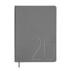 Щоденник датов. 2027 STEEL, A5, срібло, штуч. шкіра