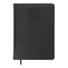 Щоденник датов. 2027 CODE, A5, чорний, штуч. шкіра/поролон