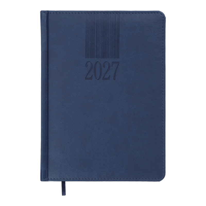 Щоденник датов. 2027 CODE, A5, синій, штуч. шкіра/поролон