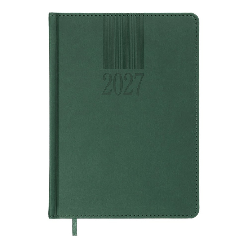 Щоденник датов. 2027 CODE, A5, зелений, штуч. шкіра/поролон