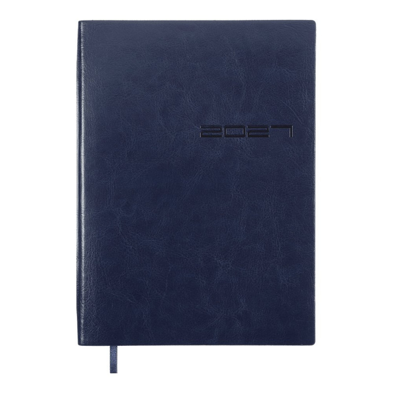 Щоденник датов. 2027 IDEAL, A5, синій, штуч. шкіра