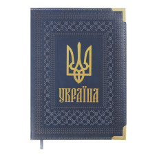 Щоденник датов. 2027 STATUT, A5, синій, штуч. шкіра/поролон