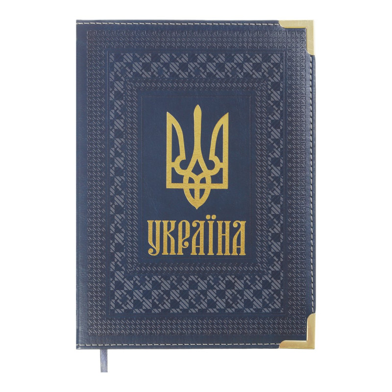 Щоденник датов. 2027 STATUT, A5, синій, штуч. шкіра/поролон