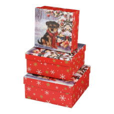 Коробки подарункові, набір 3шт, вкладені 1в1 - розмір найбільшої 20х20х9.5см, з глітером BM.233339