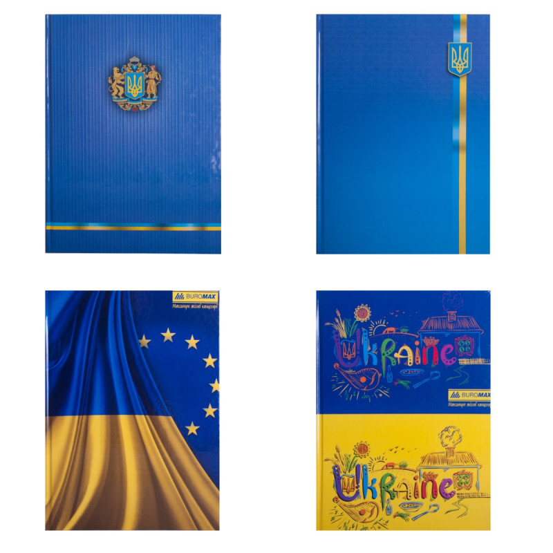 Книга канцелярська UKRAINE, А4, 96 арк., клітинка,  офсет,тверда ламінована обкладинка, асорті