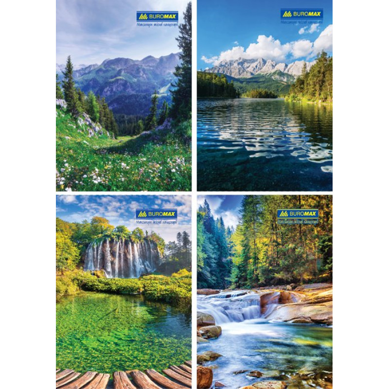 Книга канцелярська ПРИРОДА, JOBMAX, А4, 96 арк., клітинка, тверда ламінована обкладинка, асорті Книга канцелярська ПРИРОДА, JOBMAX, А4, 96 арк., клітинка, тверда ламінована обкладинка, асорті