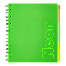 Зошит на пружині NEON, В5 (170x205), 120 арк, клітинка, 3 PVC розділювачі, PVC обкладинка, зелений