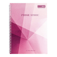 Зошит на пружині PRIME А4, 96л., клітка, в картонній обкладинці, рожевий