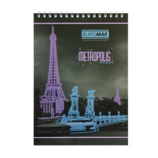 Блокнот на пружині зверху METROPOLIS, А-5, 48л., клітка, картонна обкладинка, фіолетовий