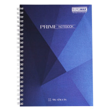 Зошит на пружині PRIME А5, 96л., клітка, в картонній обкладинці, синій