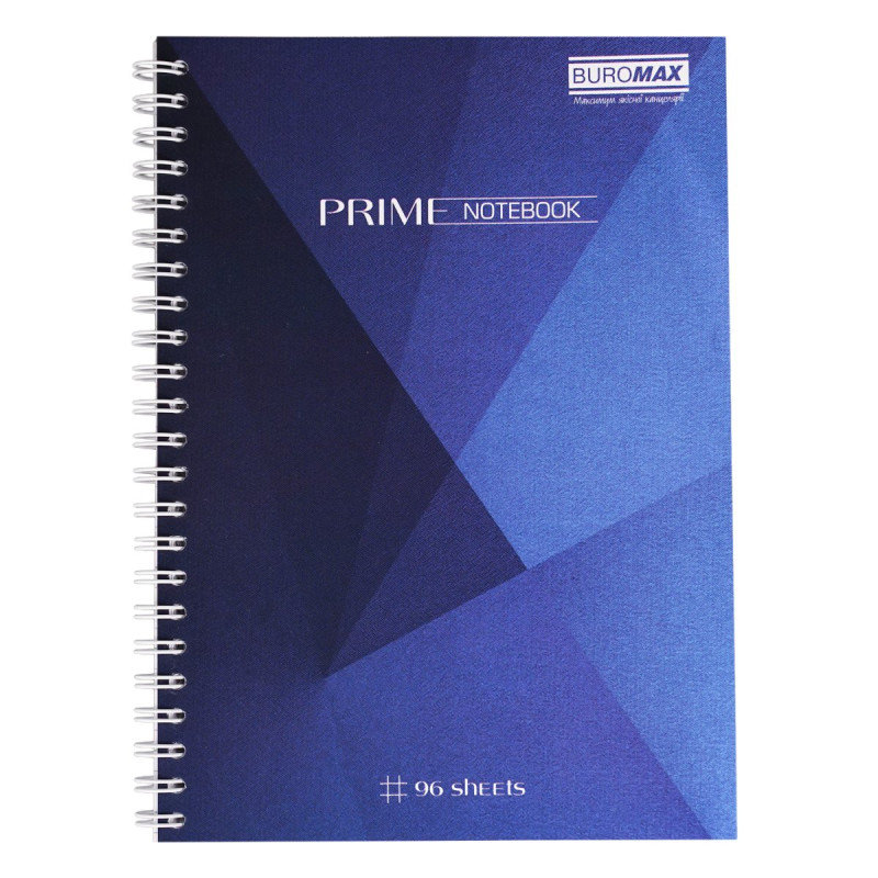 Зошит на пружині PRIME А5, 96л., клітка, в картонній обкладинці, синій