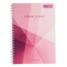 Зошит на пружині PRIME А5, 96л., клітка, в картонній обкладинці, рожевий