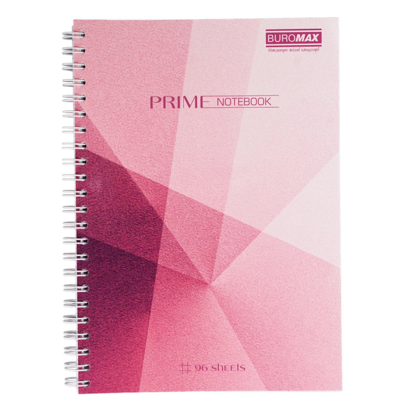 Зошит на пружині PRIME А5, 96л., клітка, в картонній обкладинці, рожевий