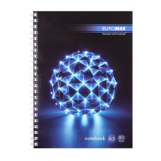 Зошит на пружині SPHERE А-5, 80арк., клітинка, картонна обкладинка, синій
