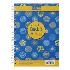 Книга для нотаток DOUBLE А5, 96 арк., пружина, кл., тв. лам. палітурка, жовтий