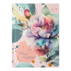 Блокнот FLOWERS LANGUAGE, А-6, 64л., кл., тв. обкл., мат. лам.+лак, рожева
