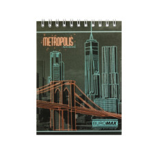 Блокнот на пружині зверху METROPOLIS, А-6, 48арк., клітинка, картонна обкладинка, червоний